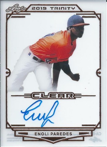 2019 Leaf Trinity Baseball ENOLI PAREDES Clear Acetate On-Card Autograph - Bild 1 von 2