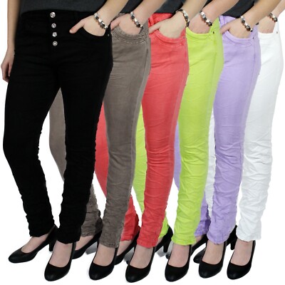 KAROSTAR   BASIC KNÖPFE BOYFRIEND BAGGY JEANS HOSE BAUMWOLLE STRETCH NEU 36 - 48