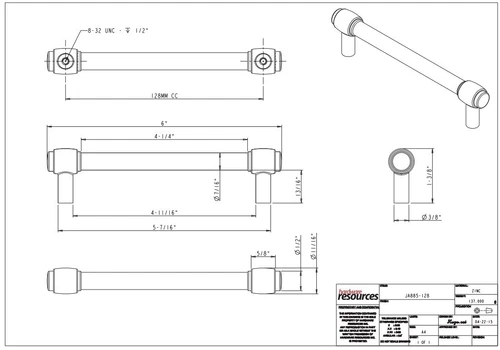 LOT of 4 Jeffrey Alexander Hayworth 5-1/16" Center to Center Cabinet Handle/Pull - Picture 3 of 3
