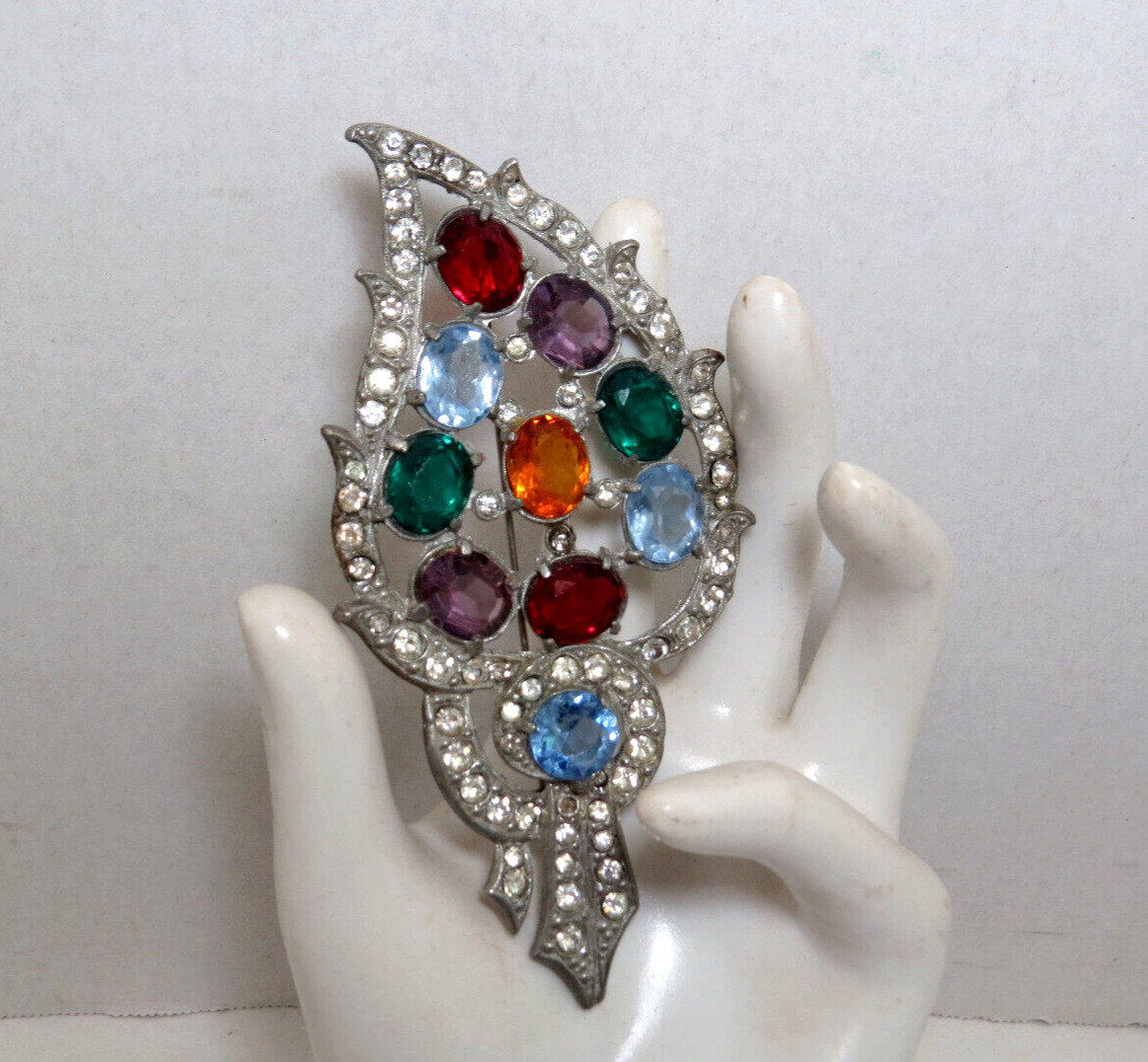 Large 4.5" Multi Colored & Rhinestone Torch Vinta… - image 2