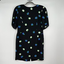 Vintage Louis Feraud Floral Short Sleeve Dress Size 6 Black Lined