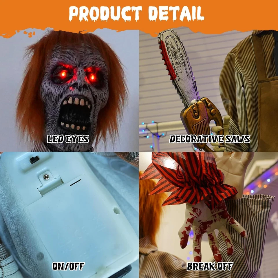 2024 Scary Hallowen  Haunted Decoration Zombie 5FT Animatronic Party Prop Ghost Foto 4 de 4