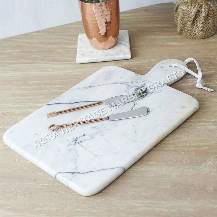 9"x12" Marble White Handmade Cutting Cheese Board Slicer Home Kitchen Decor E700