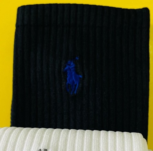 Polo Ralph Lauren Crew Socks 3 Pairs Technical Sport Black Blue White Size 10-13 - Picture 7 of 11