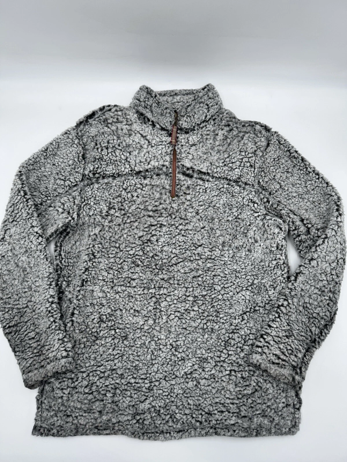 VETEMENTS Alpine Sherpa Uomo Pile Medio Quarto Zip Marrone Fuzzy Pullover Giacca BELLO