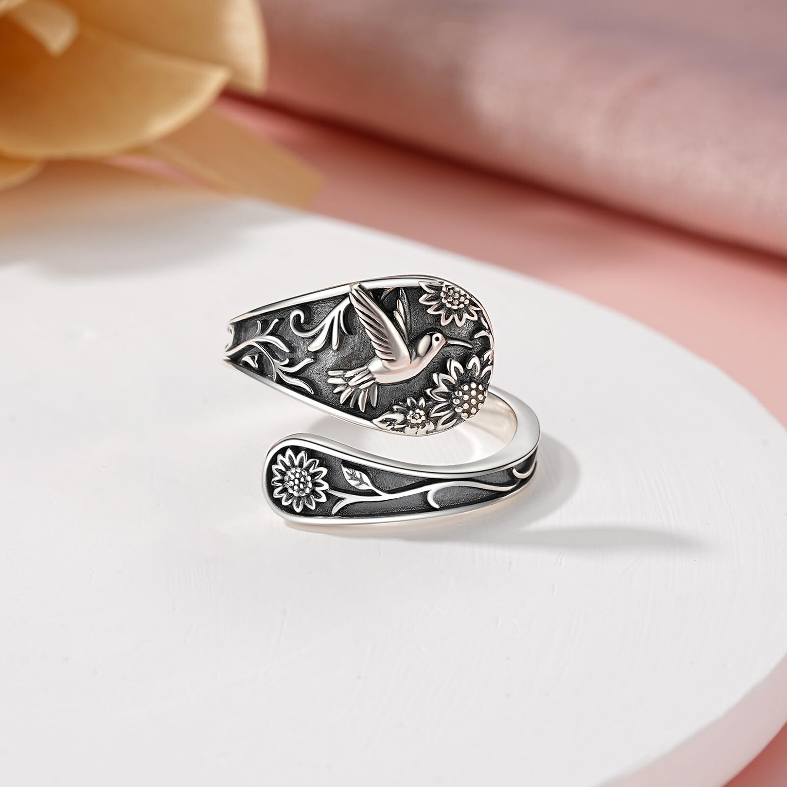 Spoon Ring Sterling Silver Hummingbird Ring Vintage Antique Spoon Rings ...