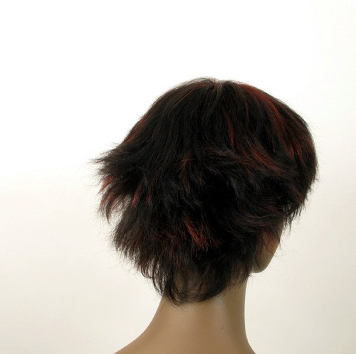perruque femme afro 100% cheveux naturel méchée noir/rouge SHARONA 04/1b410 - Picture 6 of 9