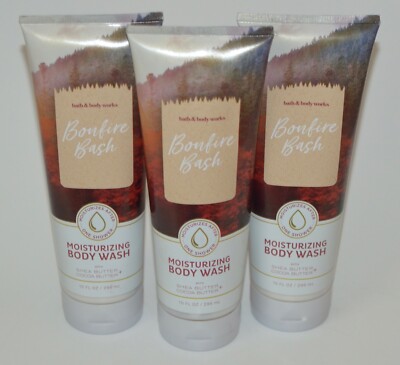 3 BATH & BODY WORKS BONFIRE BASH MOISTURIZING WASH SHOWER GEL 10 OZ SHEA BUTTER