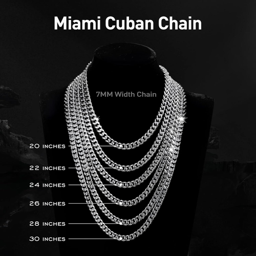 7Mm Silver Chain for Men Miami Cuban Link Mens Chain,925 Sterling Silver/14K Gol - Afbeelding 5 van 12