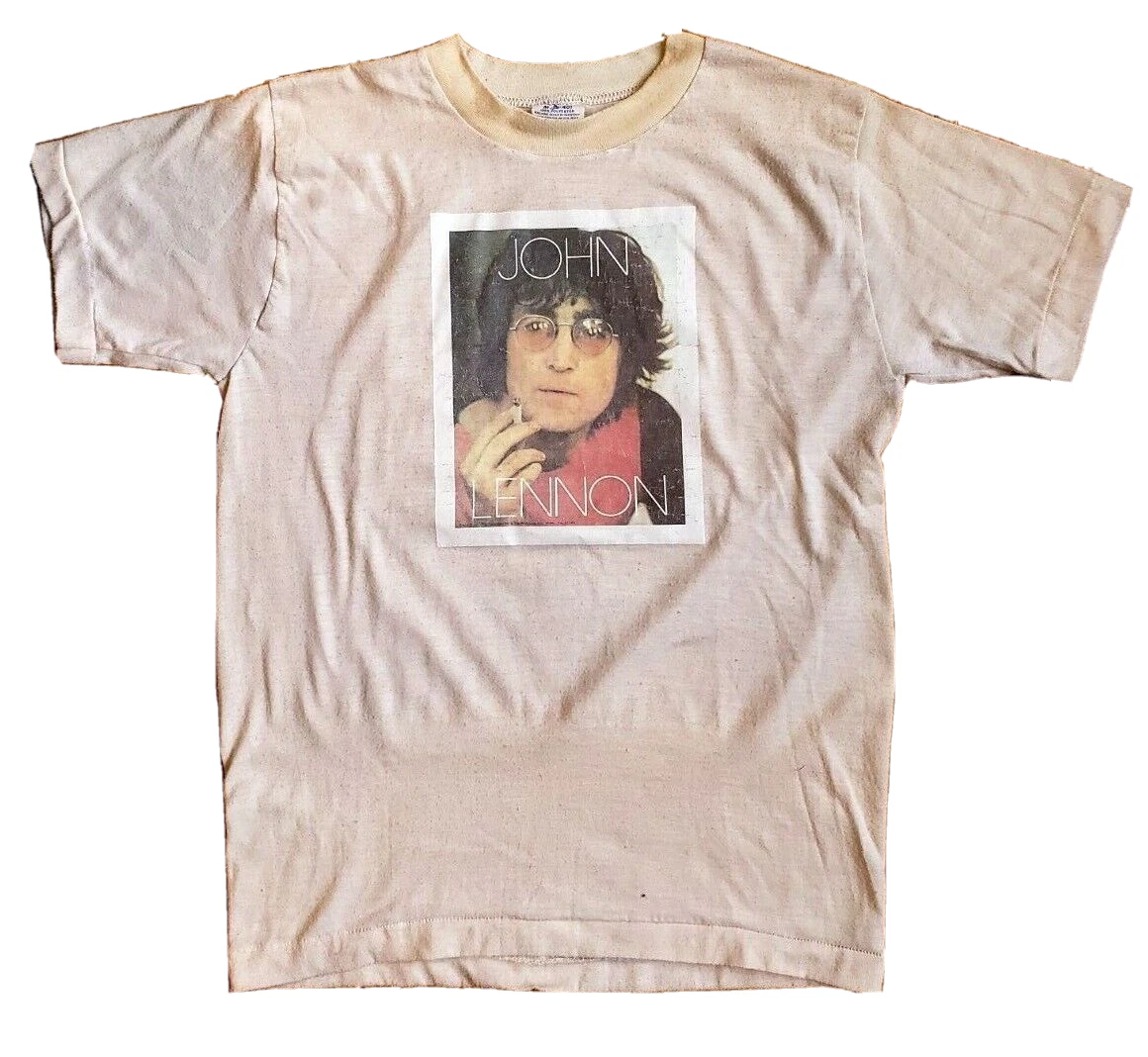 RaRe Vintage 1975 JOHN LENNON The Beatles off white T SHIRT Medium