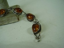 Antikes Art deco 835 Silber Armband mit Bernstein um 1920
