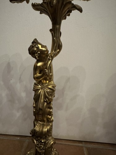 Coppia Candelabri In Bronzo Dorato - Foto 3 di 7