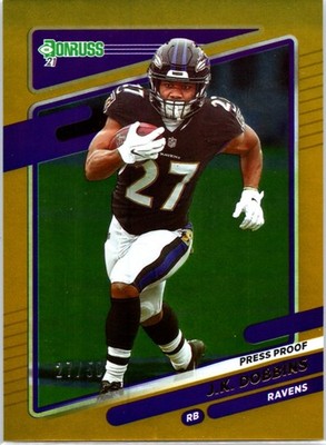 2021 Panini Donruss J.K. DOBBINS Gold Holo Press Proof #210 Baltimore Ravens NOC