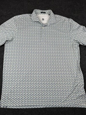 Turtleson Mens XL Golf Polo Blue White Micro Print Stretch Performance Shirt