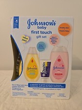 Johnson's First Touch Baby Gift Set Includes Baby Bath Body Lotion Rash Cream3ct
