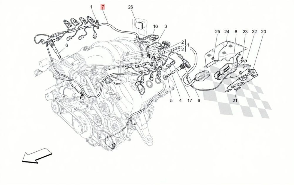 08-19 MASERATI GRANTURISMO FUEL INJECTOR INJECTION WIRING HARNESS ASSEMBLY OEM