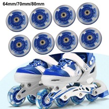 8pcs Inline Skates Wheels Blue SelfPowered LED 64 70 80mm Diameter 82A PU