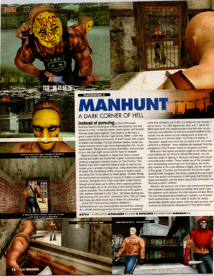 Rockstar Manhunt PS2 Game Print Article 2003 Poster Promo Ad Vintage Original