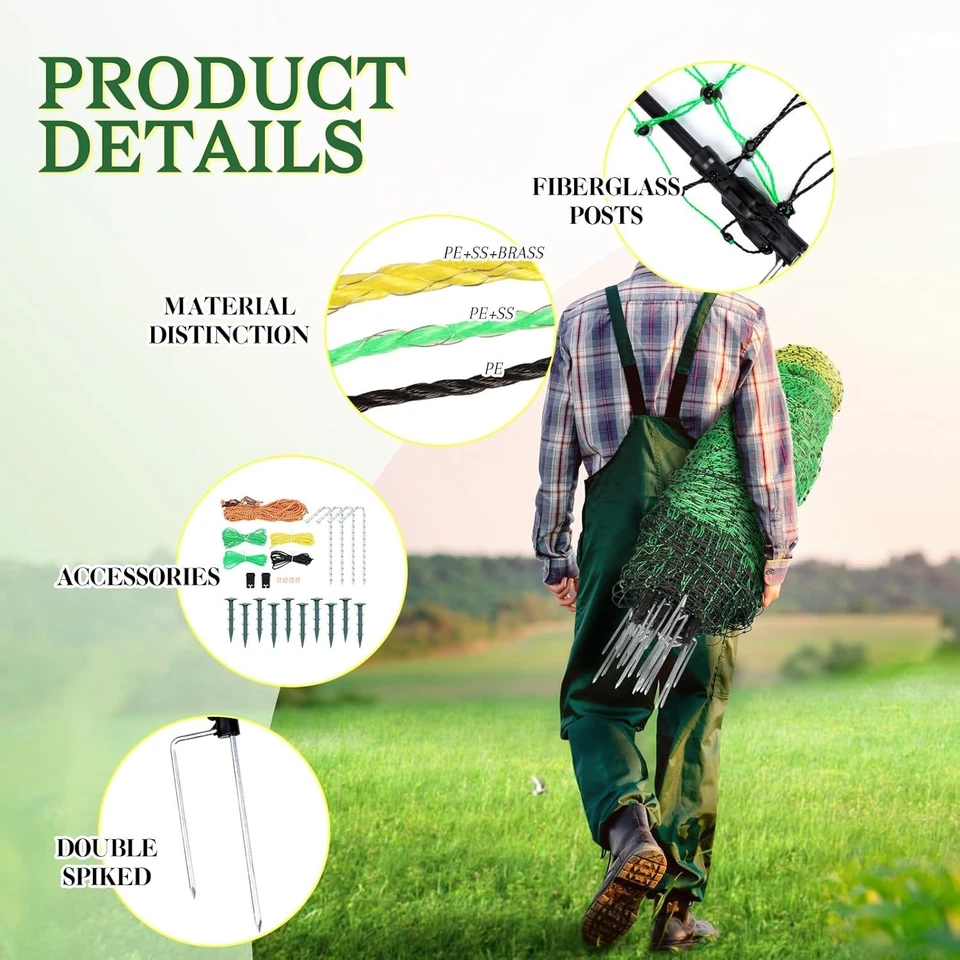 Kit de malla eléctrica para pollo, 48" X 164', valla eléctrica solar para aves de corral Foto 4 de 4