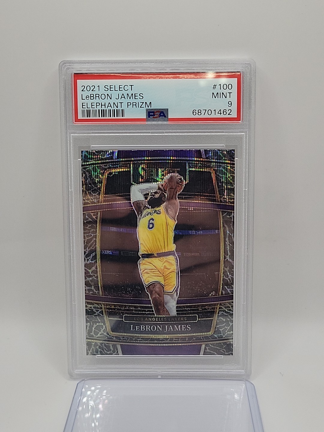 2021-22 Panini Select Concourse Level LeBron James Elephant Prizm Case Hit PSA 9