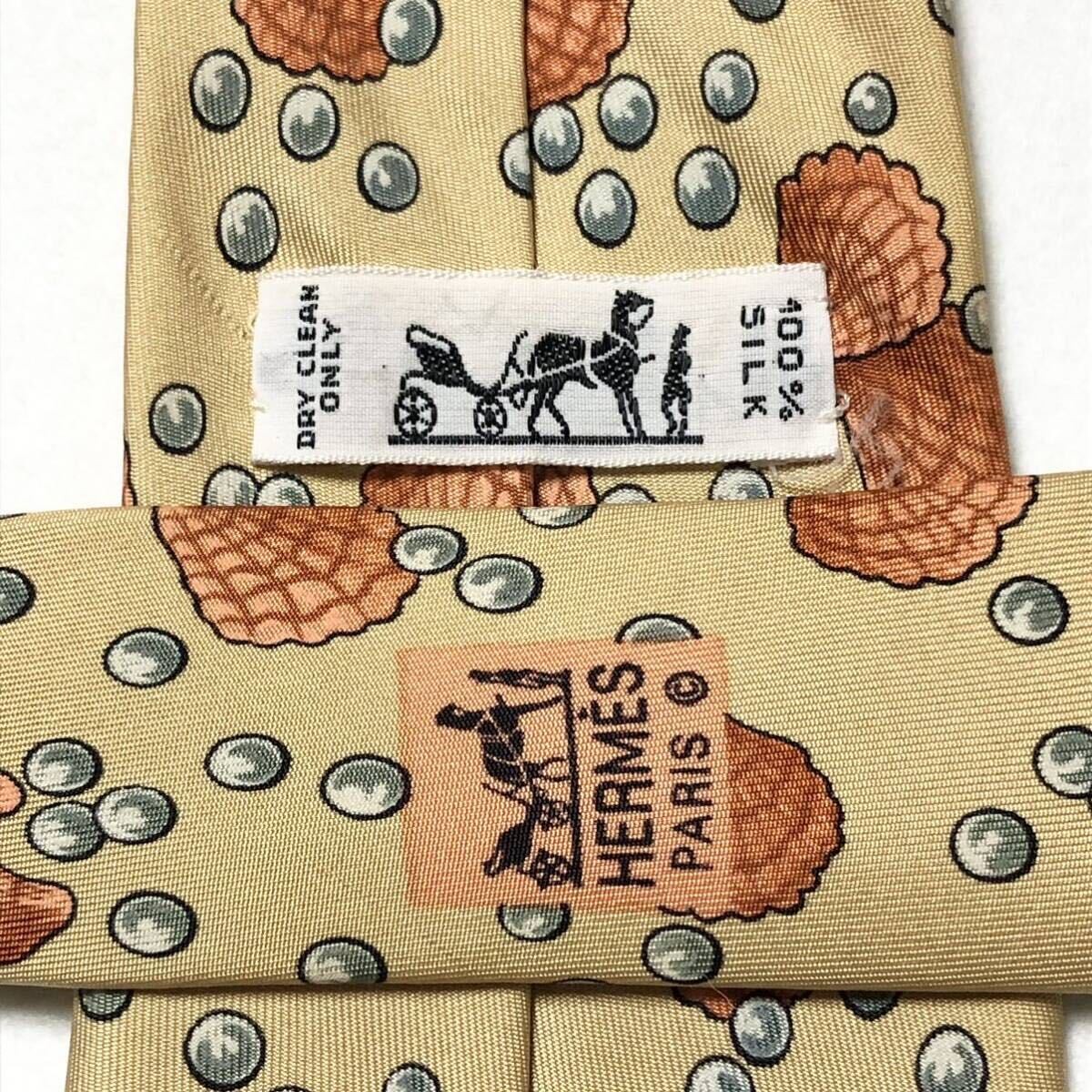 HERMES Authentic Men Tie Necktie Shell Pearl Patt… - image 6