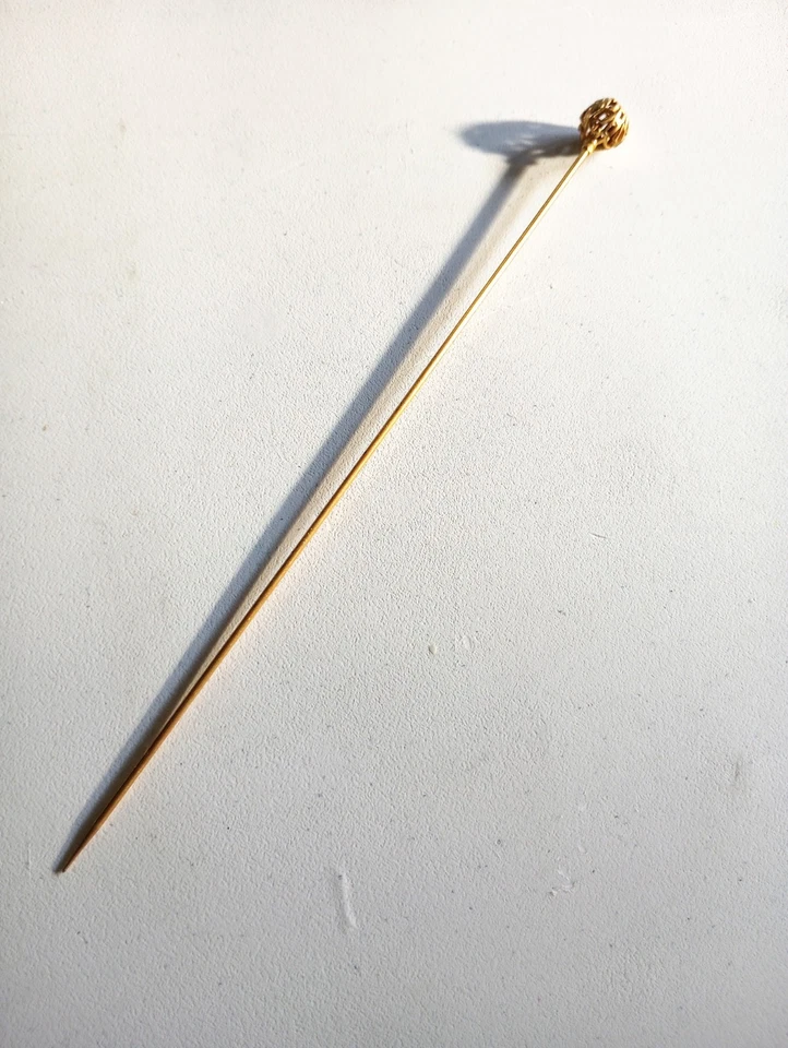 Antique Hat Pin G.L.P.  George L. Paine Co. Gold Filled Leaf Design - 6.5" - Image 3 of 3