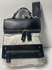 Crossi Inc Women's Backpack Purse Black Leather Clear PVC NWT