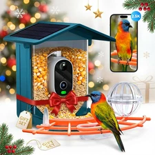 2.5K 4MP Smart Bird Feeder with Camera - Solar Powered Birds Feeder Camera with 
