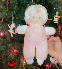 Eden Terry Girl Baby's First Soft Doll Pink  White Waffle Plush Lovey Toy