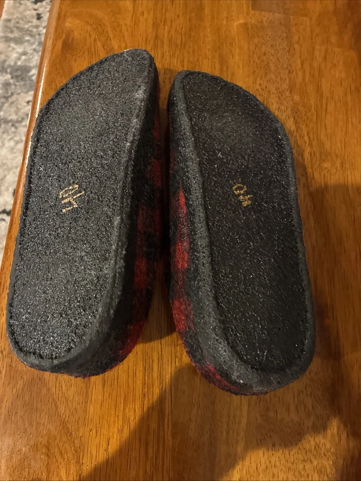 BIRKENSTOCK PANTUFLAS NIÑOS FORRADAS DE LANA A CUADROS ROJOS-Talla:34- Talla EE. UU.:3 Foto 2 de 2