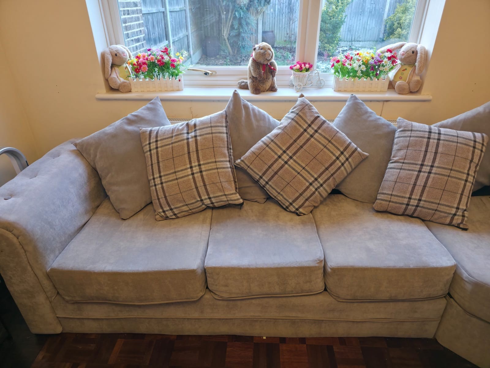 Large Grey U-Shaped Corner Sofa