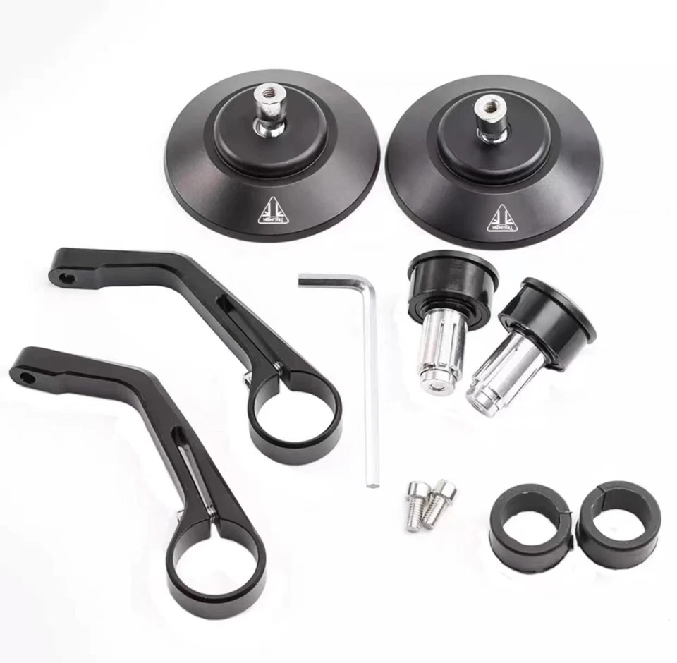 Par de espejos retrovisores de extremo de barra redonda de aluminio CNC Triumph Scrambler/calle genuino NCS Foto 4 de 4