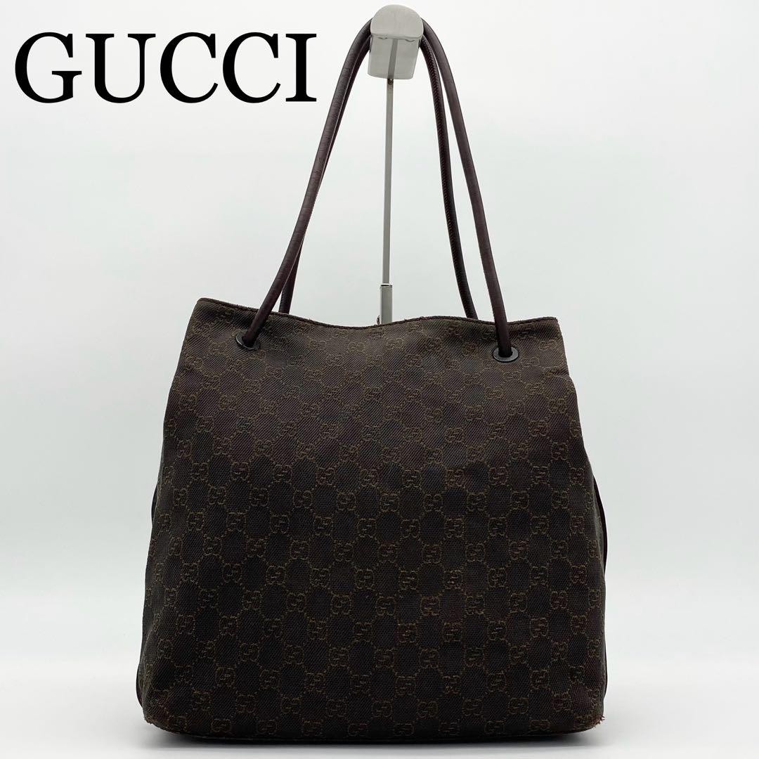 GUCCI GG Canvas Tote Bag Brown Authentic G08101370