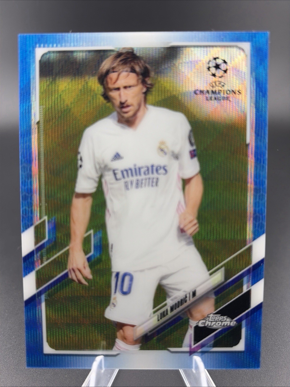 2020 Chrome UEFA Champions League Blue Wave Refractor 45/75 Luka Modric #75 04u1