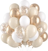 Luftballons Set 60 StüCk Beige Gold Metallic Konfetti Helium Hochzeit Geburtstag