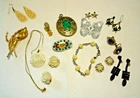 Eclectic Vintage Jewelry Lot: Holland,Germany,Celluloid,SterlingJapanned,Bone