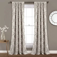 Set of 2 (84"x54") Ruffle Diamond Light Filtering Window Curtain Panels Beige