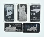 Lot 5 VINTAGE 1 Oz Silver Bars/Rounds Art Bars Collection Poured .999 *362