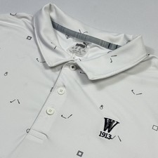 Puma Golf Polo Shirt Mens 2XL White W 1913 Allover Graphic Stretch Performance