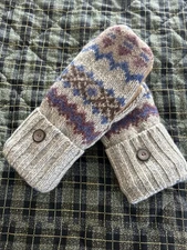 Wool Upcycled Sweater Mittens Fleece Lined Free Shipping