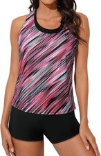 Aleumdr Women's Size XXL Athletic 3 Pc Tankini Swimsuits w Shorts Swimsuit NEW