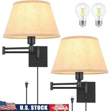 Dimmable Wall Sconces Set of 2 W/ Adjustable Swing Arm LED Bulbs Included New