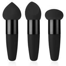 3Pcs Mini Makeup Sponge Set Foundation Concealer Blending Puff with Angled Brush