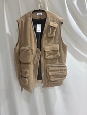 NWT LOWNN Paris Wool Mohair Utility Multi Pocket Vest Camel Size 46 M Gilet