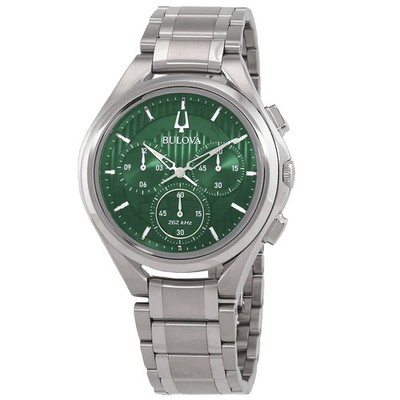 Bulova Curv Chronograph Quartz Green Dial Men's Watch 96A297