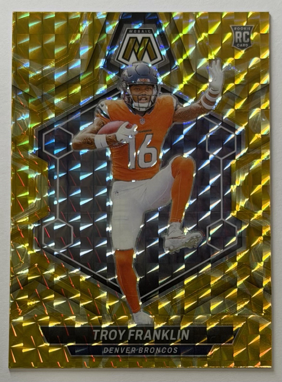 2024 Mosaic - Rookies Troy Franklin #378 Reactive Yellow Mosaic Prizm (RC)