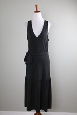BANANA REPUBLIC Factory NWT $98 Slinky Solid Solid Black Midi Dress Size Small