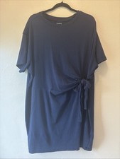 Terra Sky Short Sleeve Front Twist Dress Plus Size 2x (20W-22W) Dark Navy Blue
