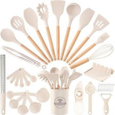 Kitchen Utensils set, 39 PCS Silicone Cooking Utensils Set with Wooden Handle,