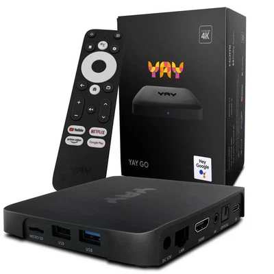 VU+ YAY GO Boîtier TV Android 4K UHD Smart IP, Android TV 14, Noir, B-Ware - Photo 1/4